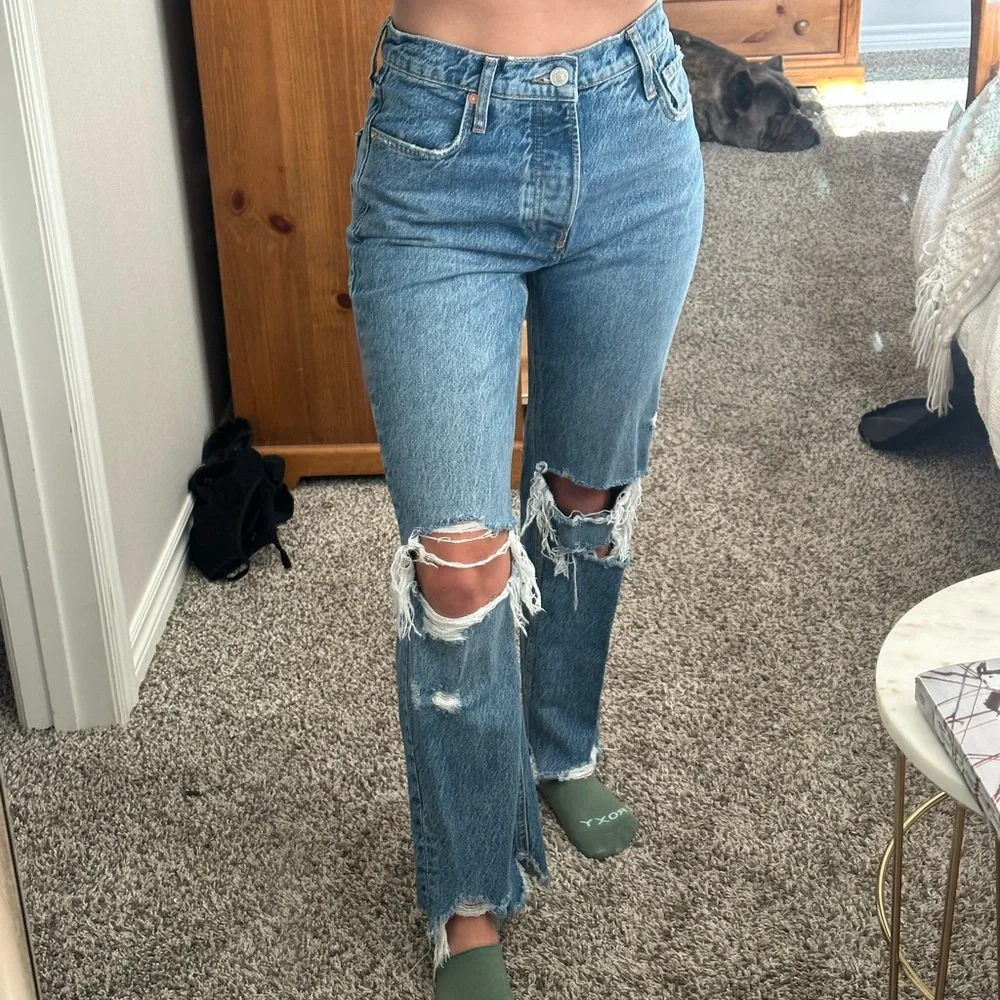 free People tapered Baggy Boyfriend in Mid Century Blue - Picture 2 of 9